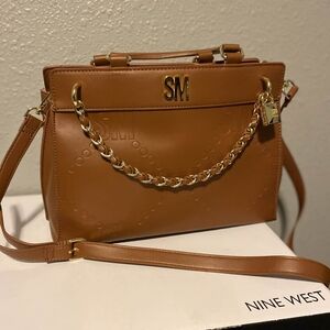 Steve Madden Tan Satchel with Gold Chain